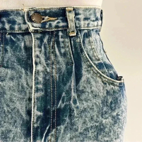 Made in the Shade vintage blue Jean skirt 3 denim acid washed 80s high waisted - Picture 2 of 11